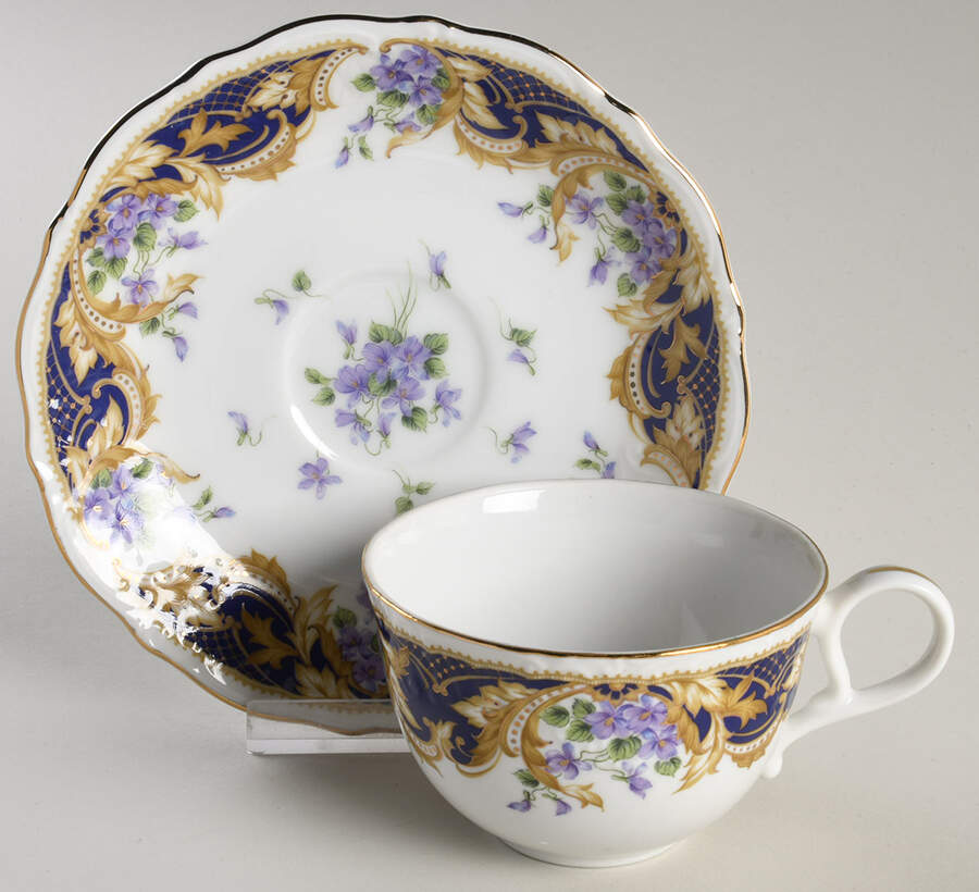 Royal Violets Flat Cup & Saucer Set by Sadek-1