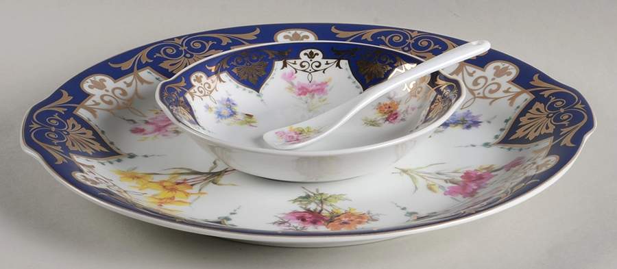 Vanderbilt Service (3pc) Party Serving/Chip & Dip-Plate, Bowl & Spoon by Sadek-1