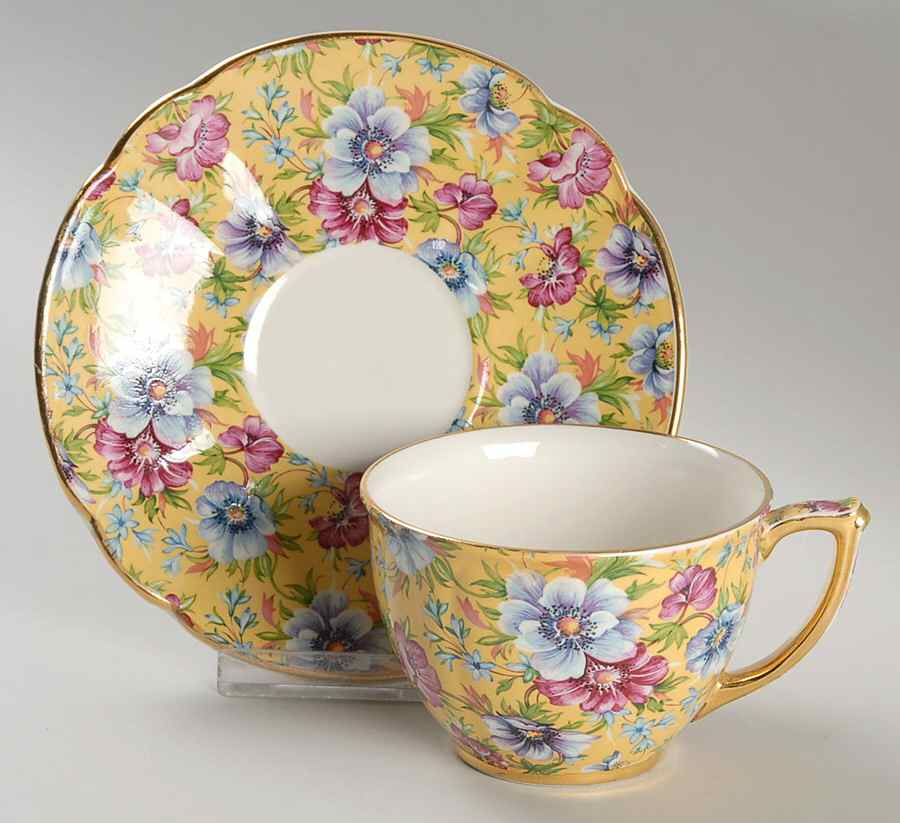 Sophie Chintz Flat Cup & Saucer Set by Sadler-1