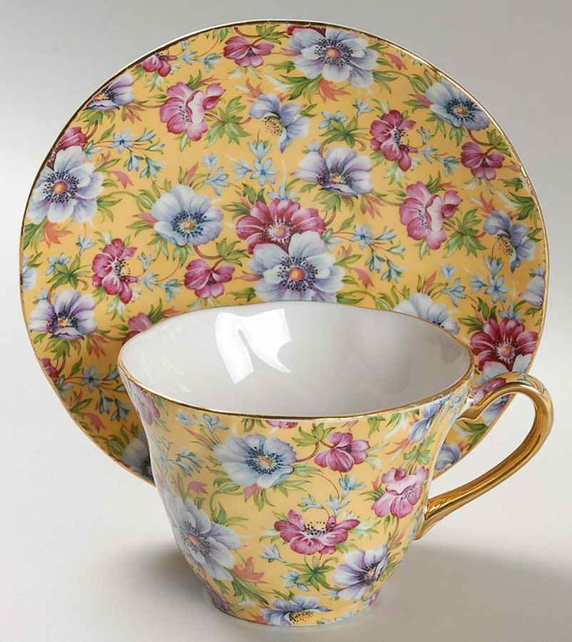 Sophie Chintz Flat Cup & Saucer Set by Sadler-1