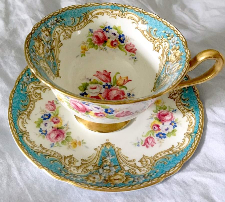 Regal Blue (Scalloped) Footed Cup & Saucer Set by Shelley-1