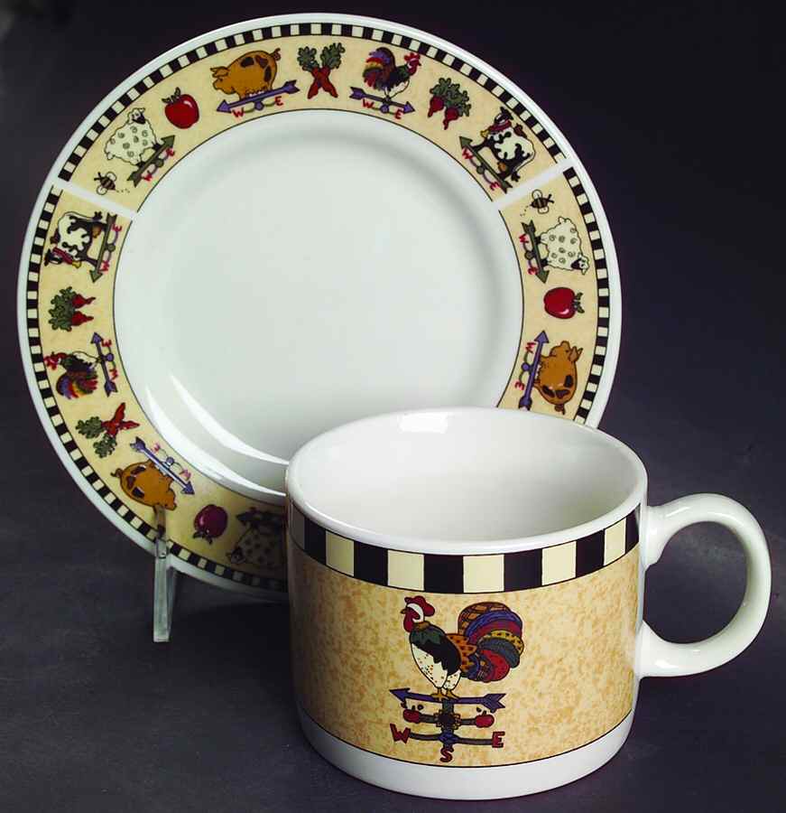 Country Gathering Flat Cup & Saucer Set by Sakura-1