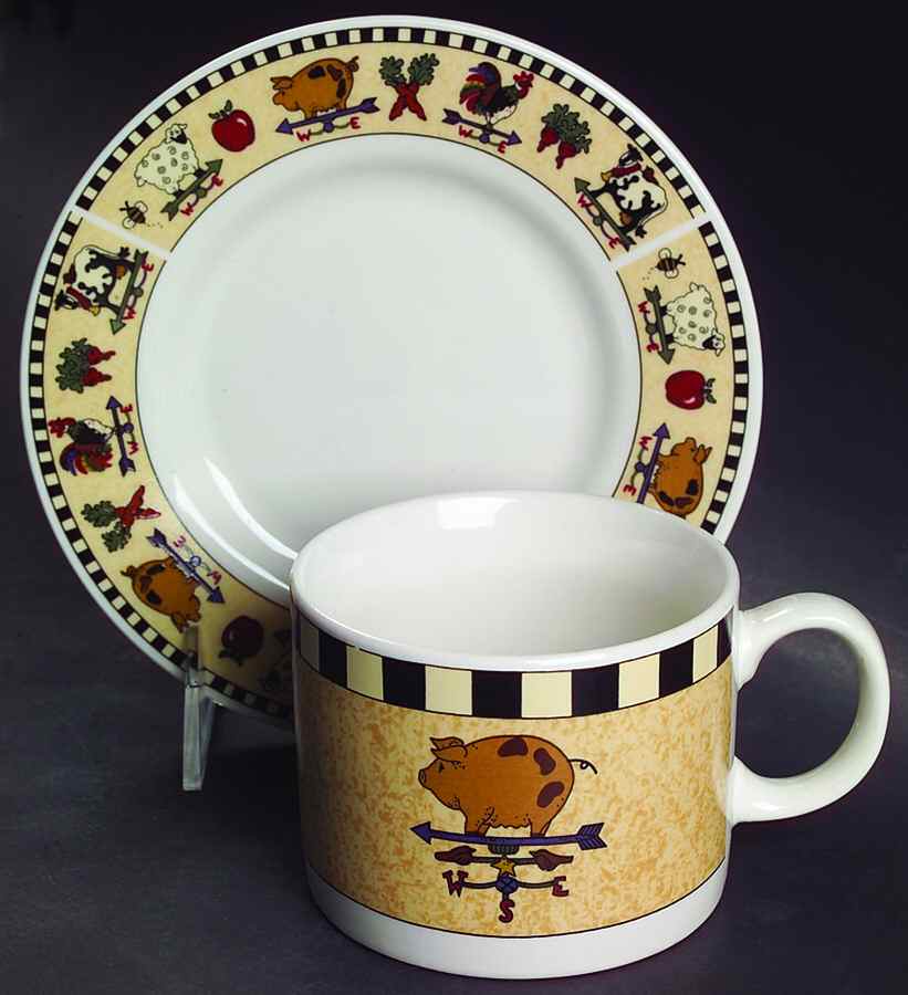 Country Gathering Flat Cup & Saucer Set by Sakura-1