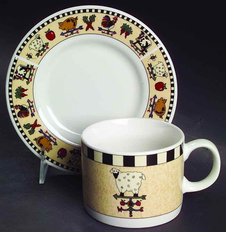 Country Gathering Flat Cup & Saucer Set by Sakura-1