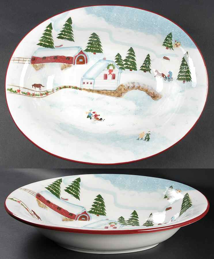Christmas Valley 14" Oval Vegetable Bowl by Sakura-1