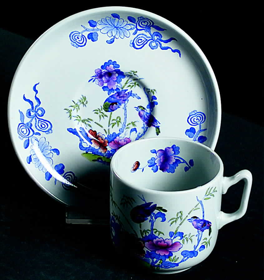 Bude Blue Multicolor (Smooth) Flat Demitasse Cup & Saucer Set by Spode-1