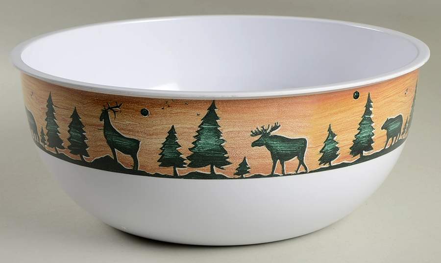 Log Cabin 12" Large Plastic Salad Serving Bowl by Sakura-1
