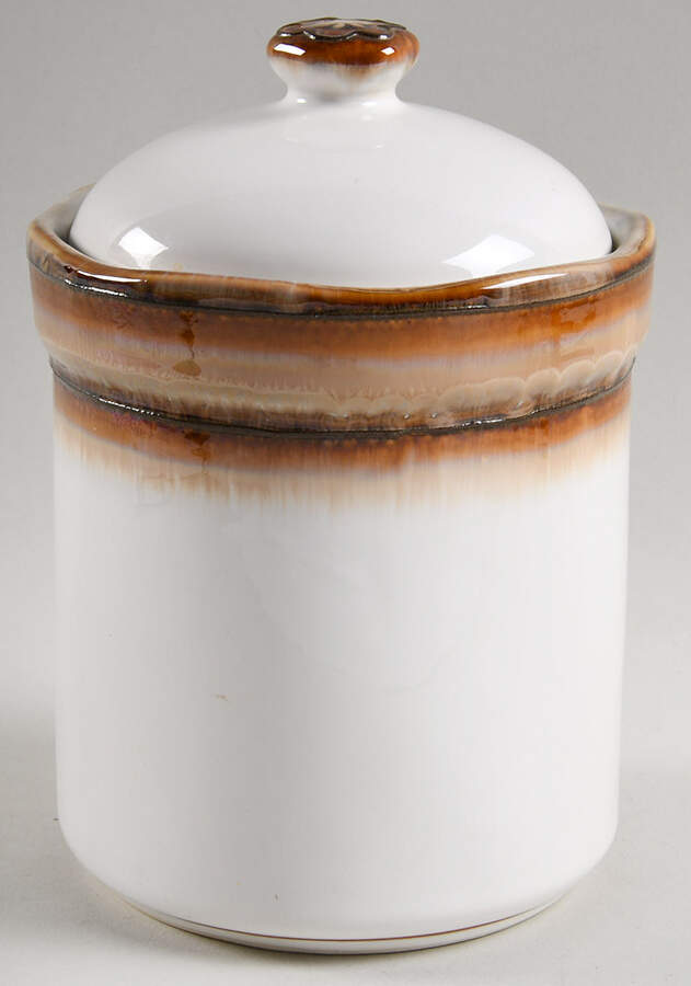 Waves Brown Medium Canister & Lid by Sango-1