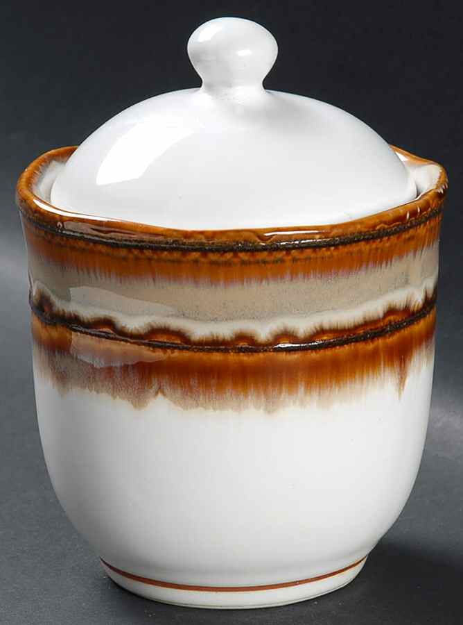 Waves Brown Sugar Bowl & Lid by Sango-1