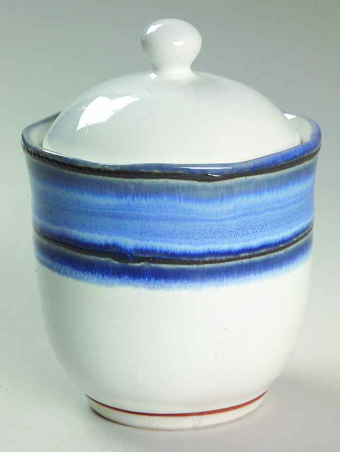Waves Blue Sugar Bowl & Lid by Sango-1