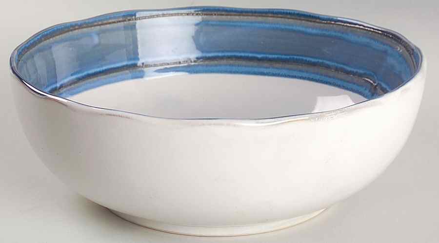 Waves Blue 9" Round Vegetable Bowl by Sango-1
