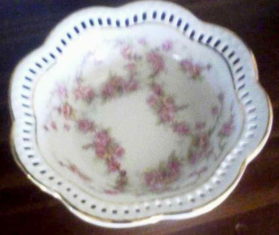 Bridal Rose (Pierced, Scalloped) Nut Dish by Schumann - Bavaria-1