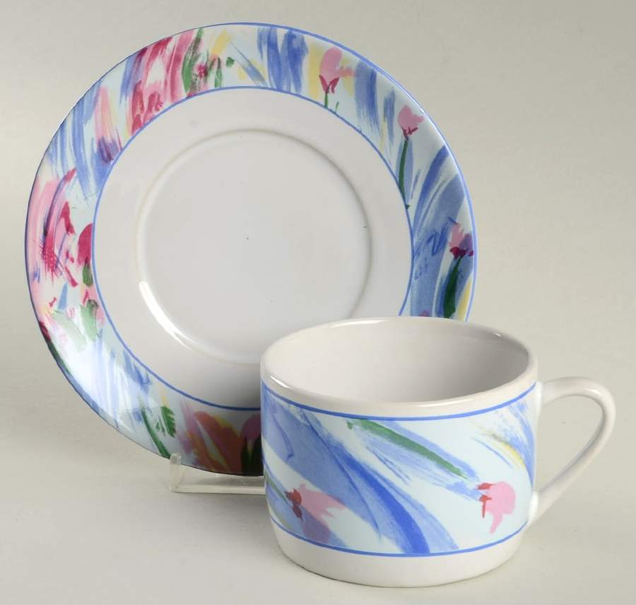 Monet(Jewelstone) Flat Cup & Saucer Set by Sakura-1