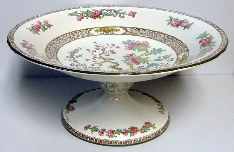 Indian Tree (Smooth, Green Trim) Round Compote (Height X Width) by Spode-1