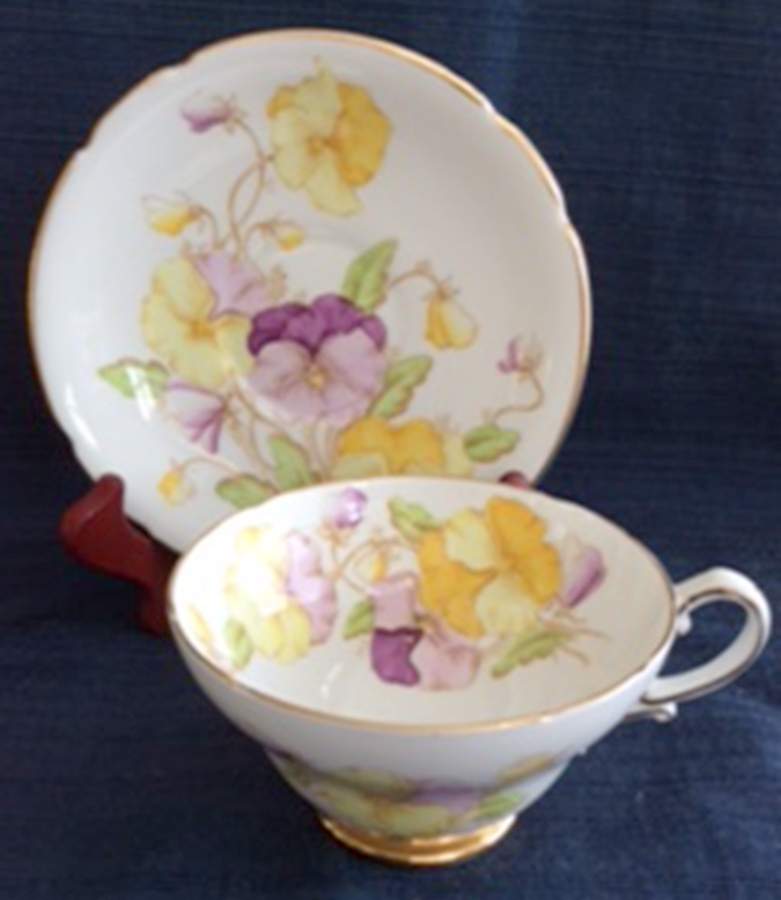 Pansies Footed Cup & Saucer Set by Stanley China (ENG)-1