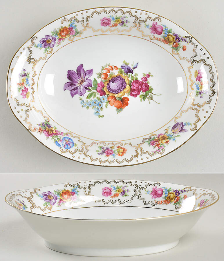 Dresdner Art 9" Oval Vegetable Bowl by Schumann - Bavaria-1