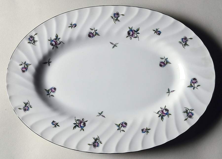 Plymouth (Platinum Trim) 12" Oval Serving Platter by Sango-1