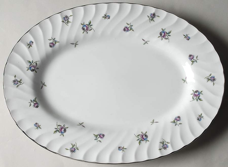 Plymouth (Platinum Trim) 13" Oval Serving Platter by Sango-1