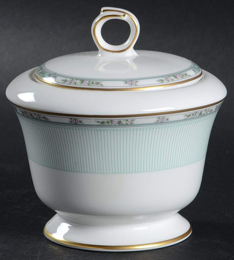 Silk Line Green Sugar Bowl & Lid by Sasgonu-1