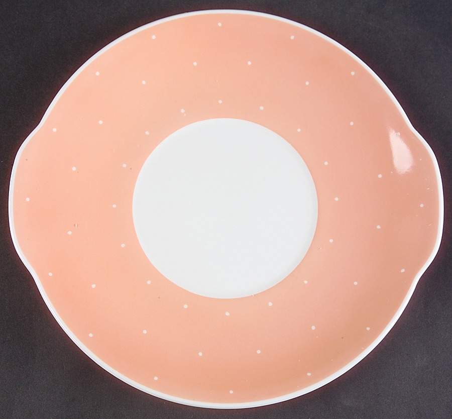 Raised Spot Pink Handled Cake Plate by Susie Cooper-1