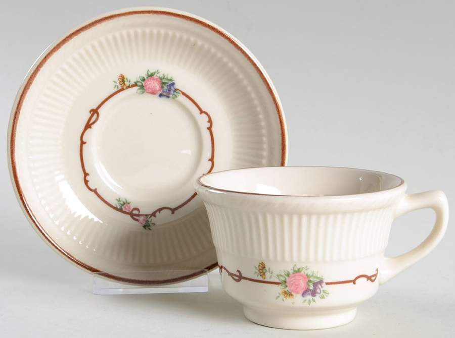 Angelique Footed Cup & Saucer Set by Shenango-1