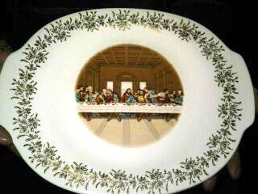 Lord's Supper 14" Oval Handled Platter by Sanders-1