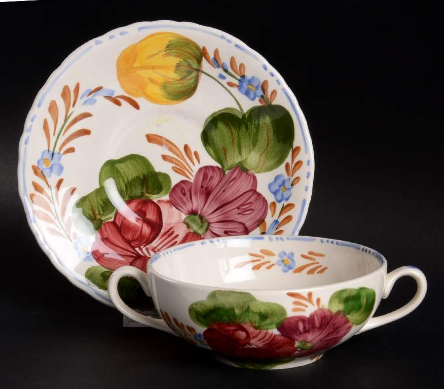 Belle Fiore Flat Cream Soup Bowl & Saucer Set by Simpsons-1