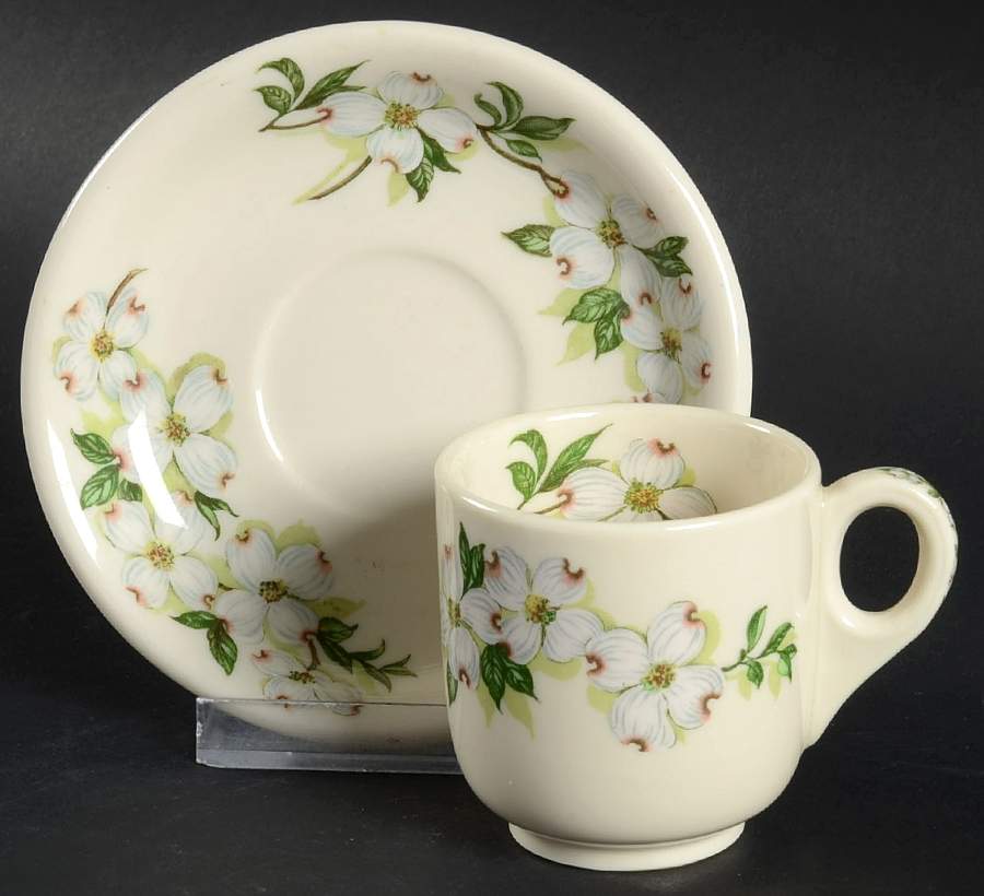 Dogwood (Restaurant, Smooth) Flat Demitasse Cup & Saucer Set by Syracuse-1