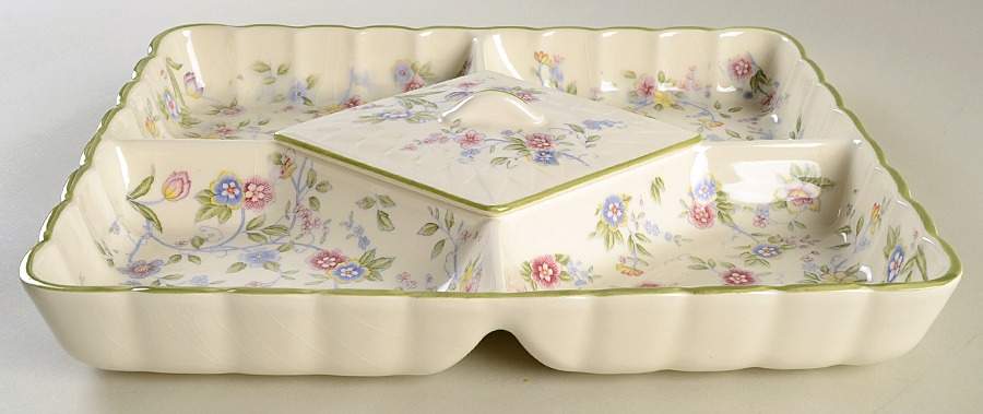 Corona (Green Trim) 5-Part Relish & Center Lid by Sadek-1