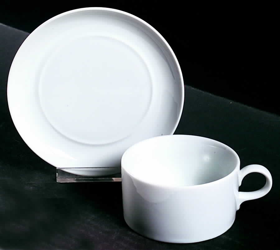 Forma White Flat Cup & Saucer Set by Schmid-1