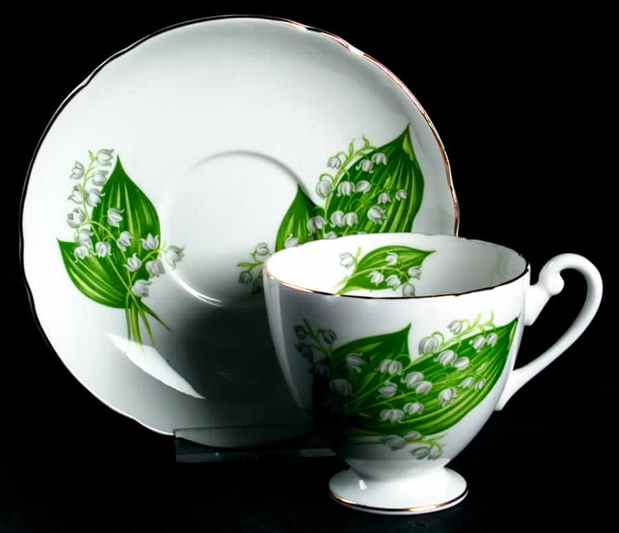 Lily of the Valley (Gainsborough) Footed Cup & Saucer Set by Shelley-1