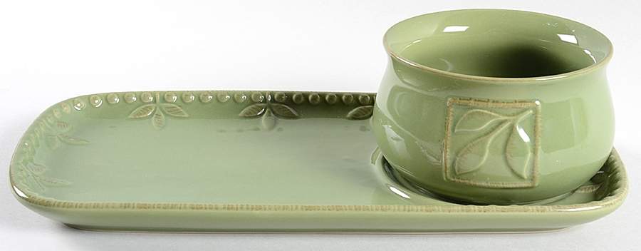 Sorrento Oregano (Green) Soup & Sandwich Set (Tray & Bowl) by Signature-1