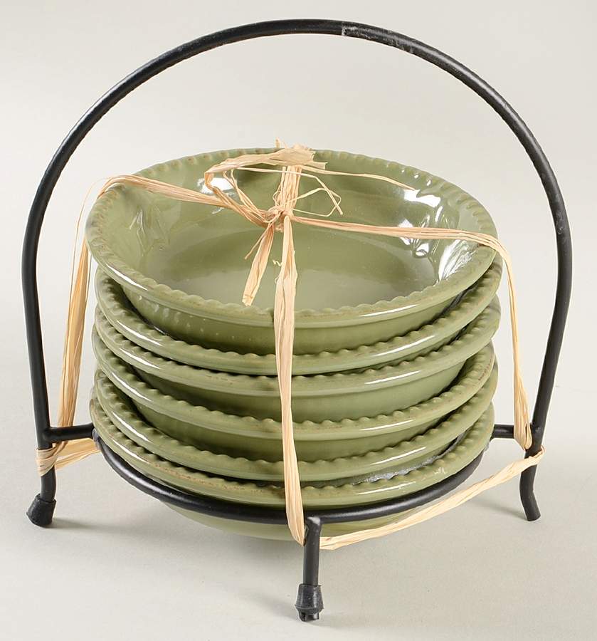 Sorrento Oregano (Green) (7 Piece) Dip Bowl Set (6 Bowls & Caddy) by Signature-1
