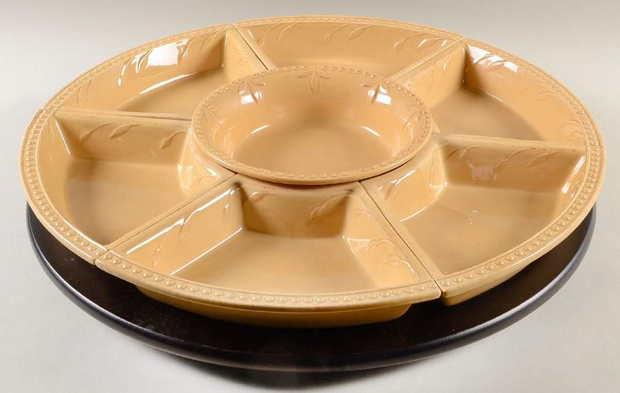 Sorrento Wheat (Gold) 8 Pc Lazy Susan (6 Sides, 1 Center, Base) by Signature-1