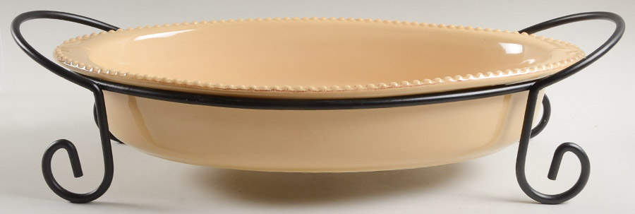 Sorrento Wheat (Gold) Oval Baker with Metal Stand by Signature-1