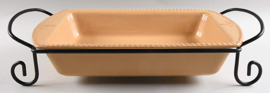 Sorrento Wheat (Gold) 16" Rectangular Baker with Metal Stand by Signature-1