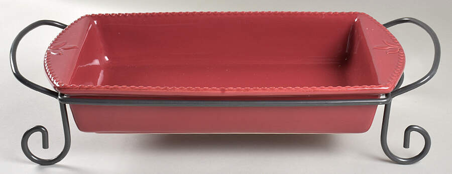 Sorrento Beaujolais (Burgundy) 16" Rectangular Baker with Metal Stand by Signature-1
