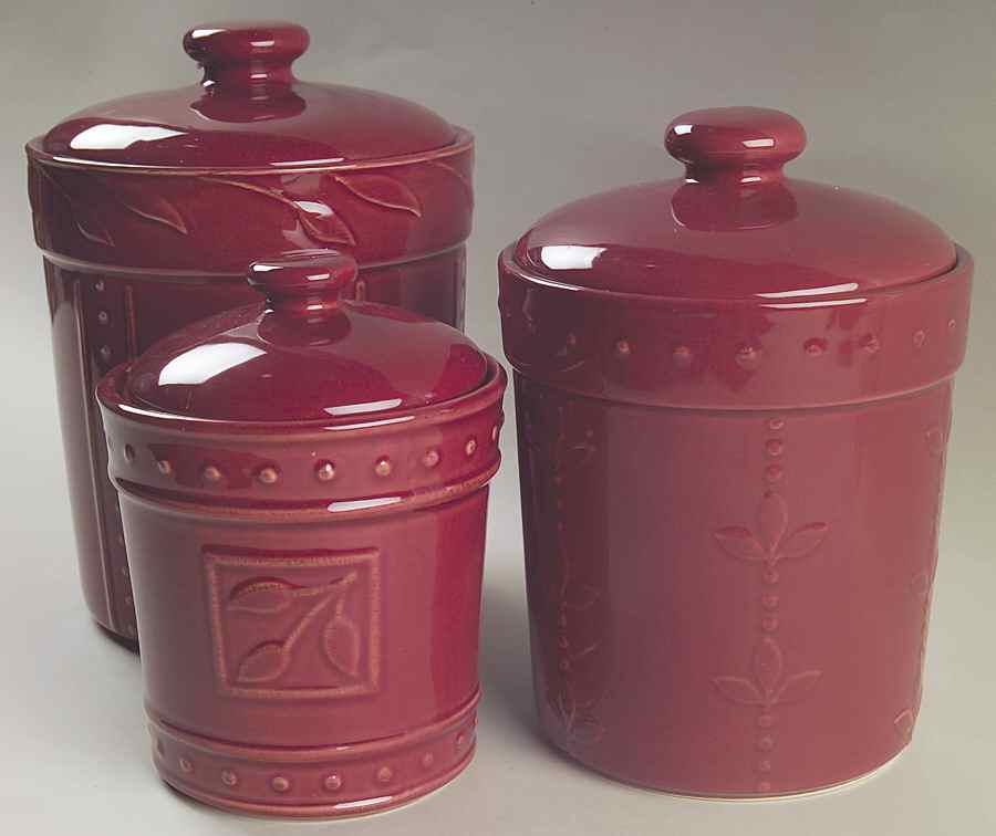 Sorrento Beaujolais (Burgundy) (3 Piece) Canister Set (Box Set) by Signature-1