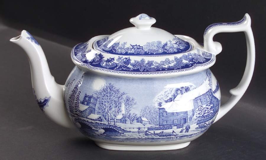 Winter's Eve Blue (Camilla Shape) Teapot & Lid by Spode-1