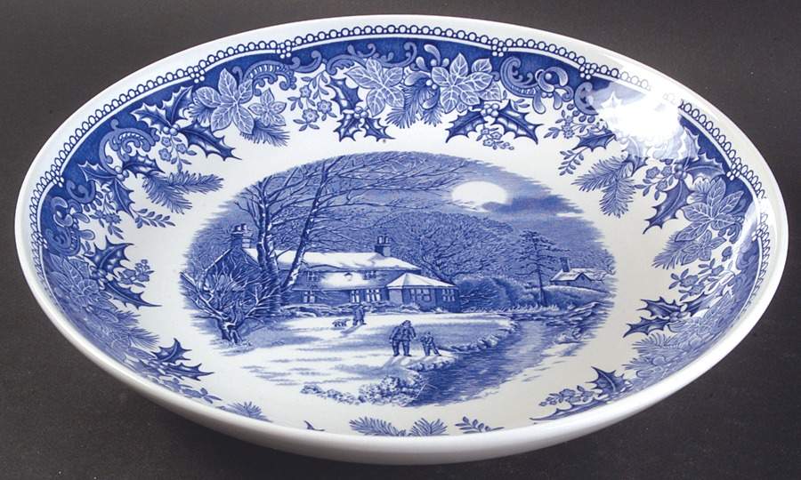 Winter's Eve Blue (Camilla Shape) 10" Individual Pasta Bowl by Spode-1