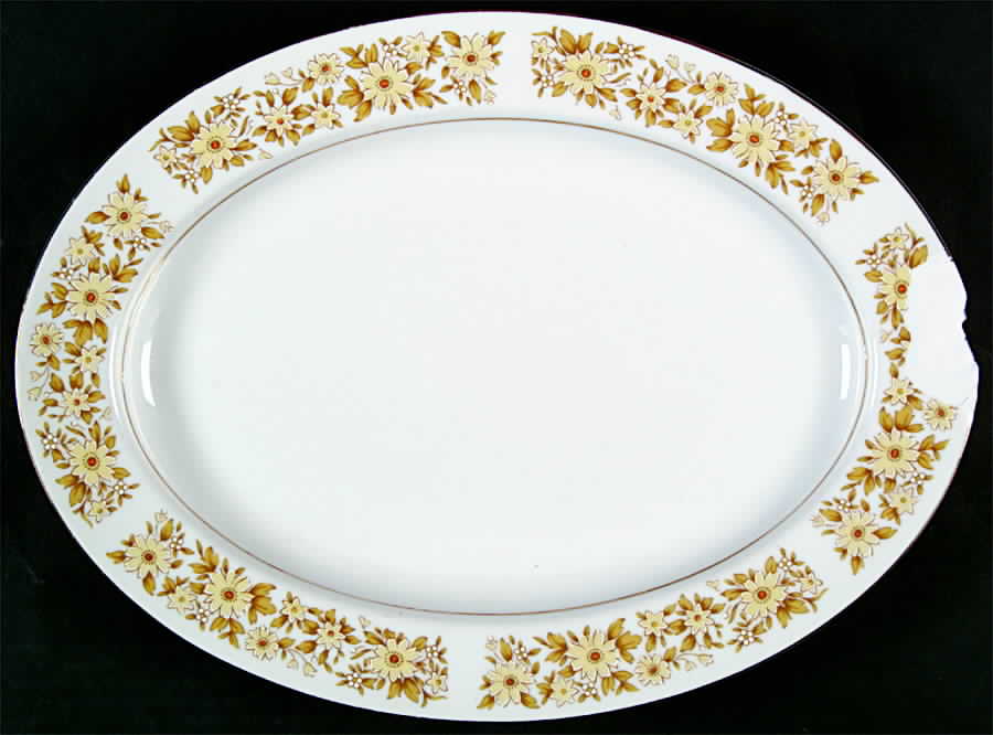 Mayfair (Gold Trim) 14" Oval Serving Platter by Style House-1