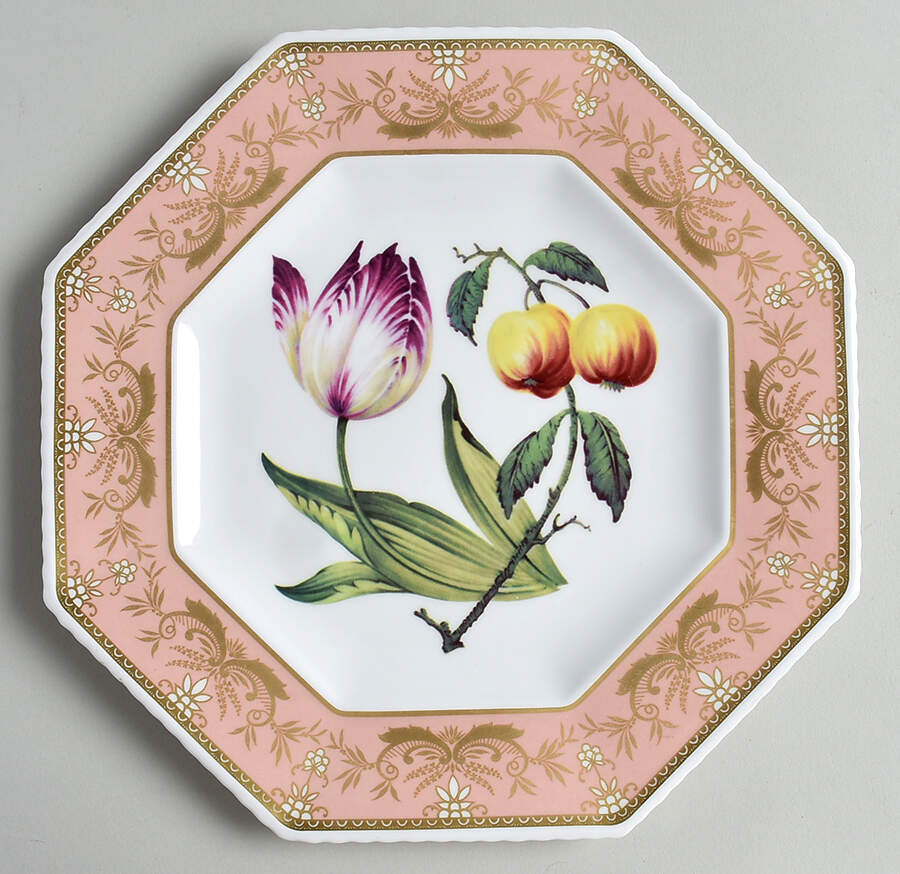 St George Dessert Plates Pink Octagonal Dessert Plate by Spode-1