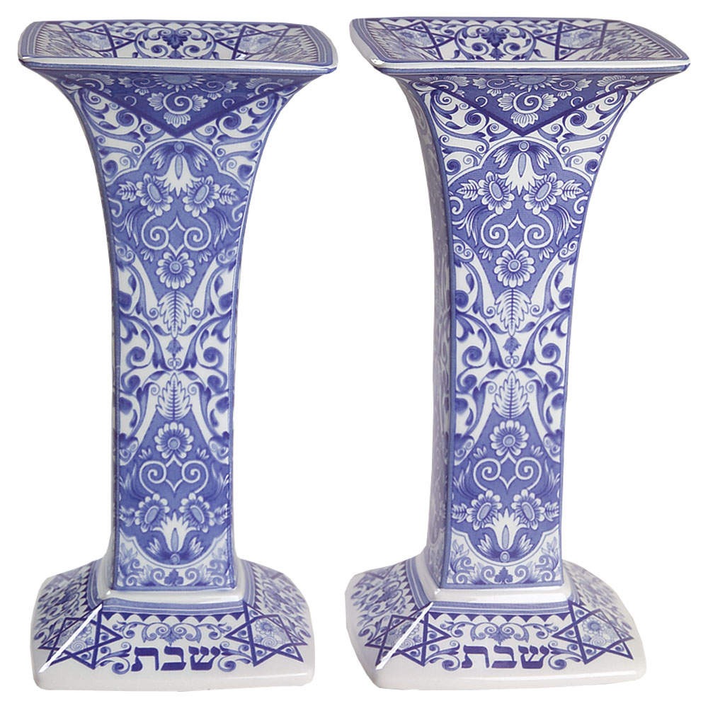 Blue Room (Judaic Collection) Sabbath Candlesticks (Pair) by Spode-1