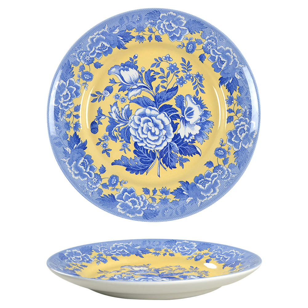 Blue Room Garden Collection (Yellow Background) 12" Pasta Serving Bowl by Spode-1