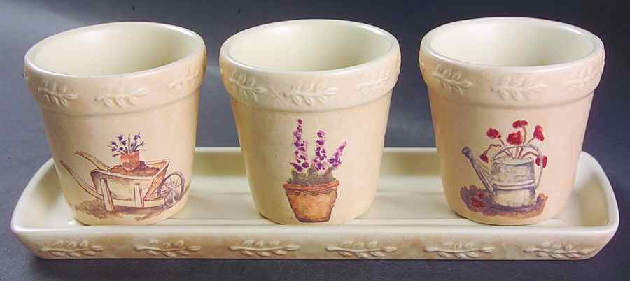 Summer Fields Flower Pot Set, Three Pots on Tray by Sonoma Home-1