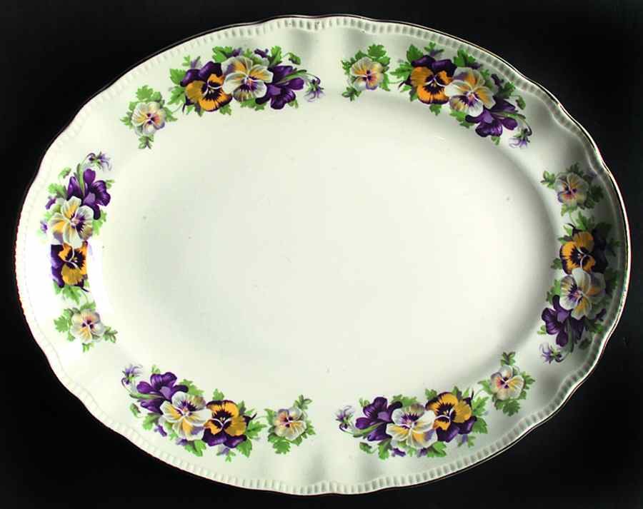 Pansy 12" Oval Serving Platter by Sovereign Potters-1