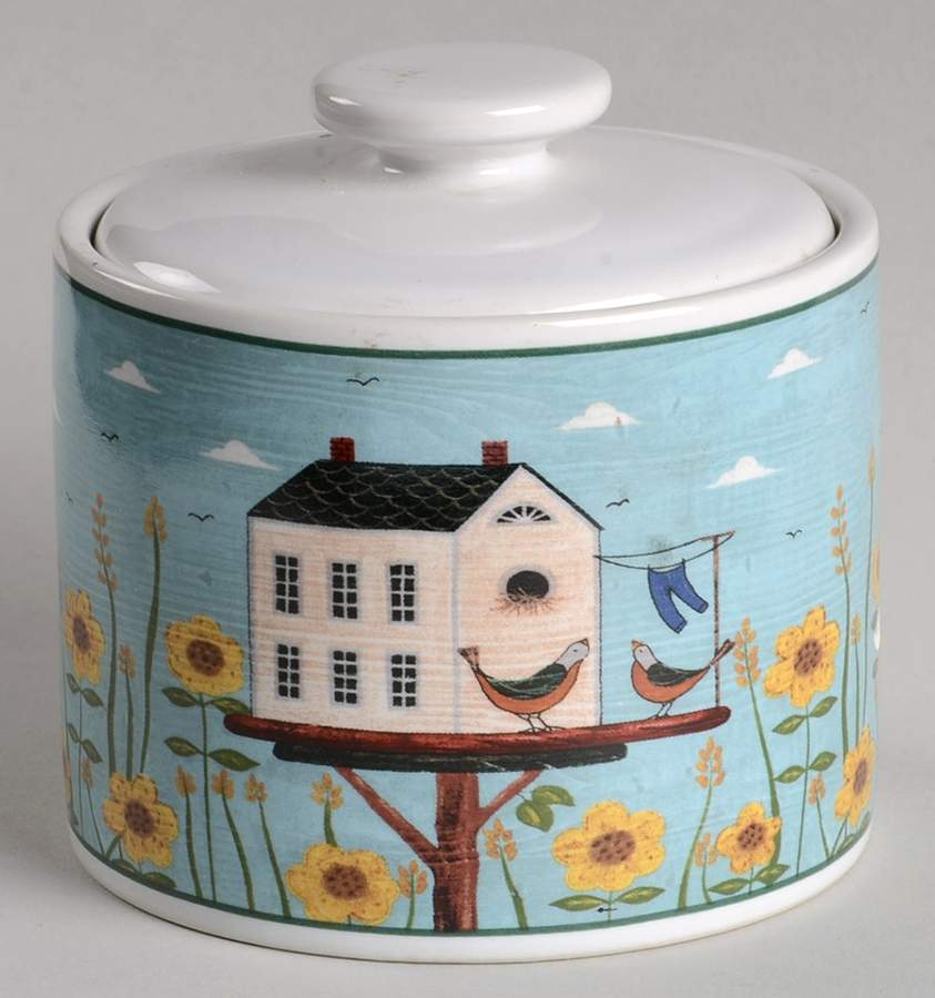 Birdhouses Sugar Bowl & Lid by Sakura-1