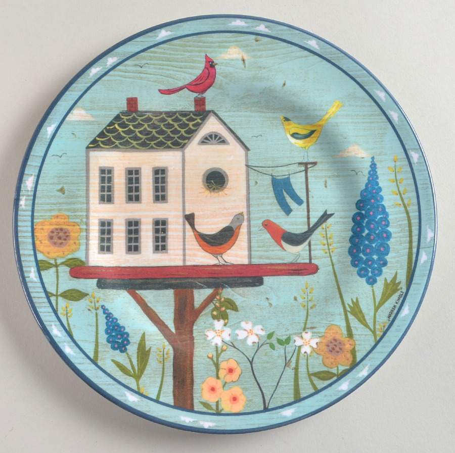 Birdhouses Melamine Salad Plate by Sakura-1