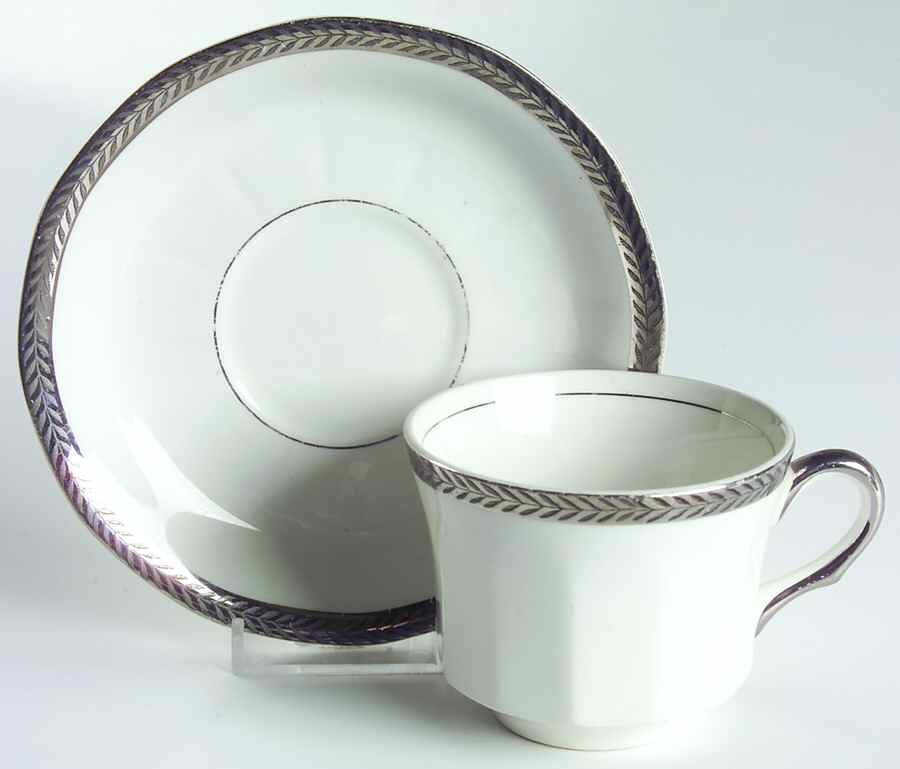Platinum Gold Flat Cup & Saucer Set by Saxon-1