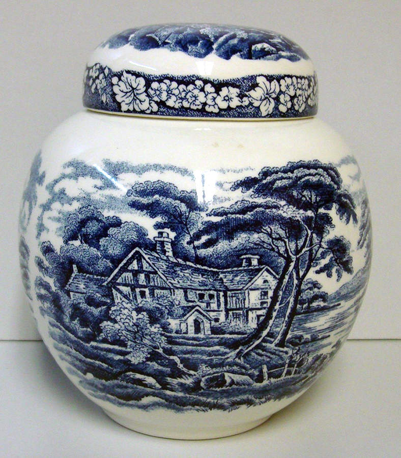 Afternoon Tea Collection Blue 5" Ginger Jar & Lid by Sadler-1